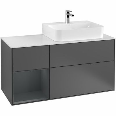 Tvättställsskåp Villeroy&Boch Finion med 3 Lådor Hylla och Bänkskiva för Ocentrerat Tvättställ