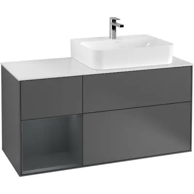 Tvättställsskåp Villeroy&Boch Finion med 3 Lådor Hylla och Bänkskiva för Ocentrerat Tvättställ