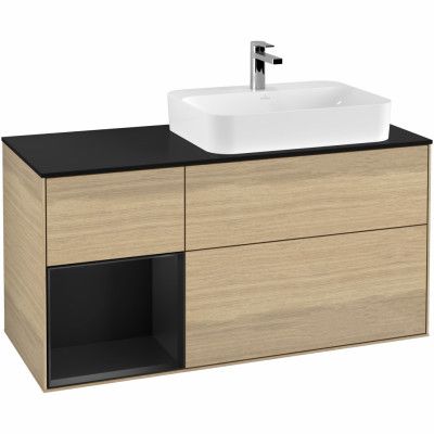 Tvättställsskåp Villeroy&Boch Finion med 3 Lådor Hylla och Bänkskiva för Ocentrerat Ytmonterat Tvättställ