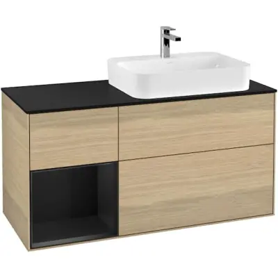 Tvättställsskåp Villeroy&Boch Finion med 3 Lådor Hylla och Bänkskiva för Ocentrerat Ytmonterat Tvättställ