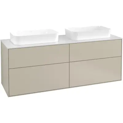 Tvättställsskåp Villeroy&Boch Finion med 4 Lådor och Bänkskiva för Två Fristående Tvättställ