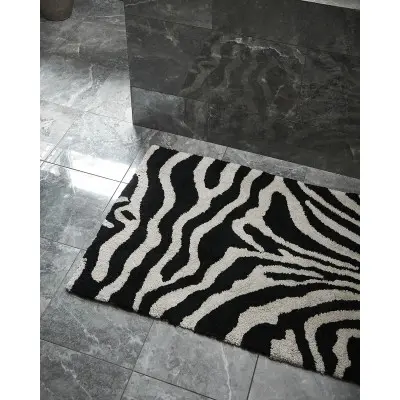 Zebra simply svart/vit - badrumsmatta