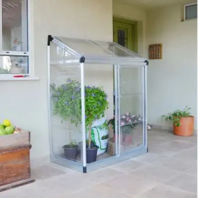 Balkongväxthus Lean - 0,8 m² + Växthusbord