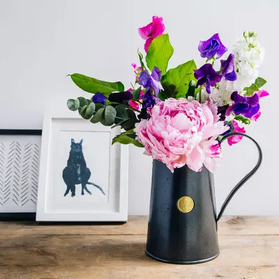 Haws Classic Jug grafit 1,8L, kanna i galvaniserad metall för bevattning eller som vas