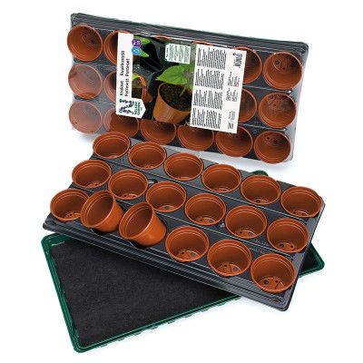 Krukbrätte med 18 krukor + bevattningsmatta