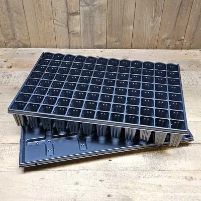 Pluggbrätte 96 celler + bevattningsbricka, kit med 96-cellers brätte och bricka 33x51