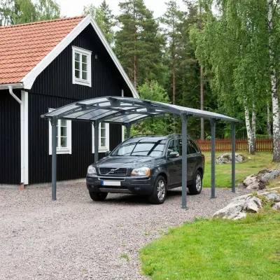 Arcadia carport 15,5 m²  Polykarbonat 6 mm | Vind 120 km/h | Snölast 150 kg/m² | Aluminium&stål