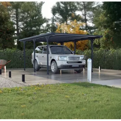 Carport 15,7 m² | Elegant aluminiumcarport 5,0x3,1 m | UV-skydd&vattenavrinning | Valdemar