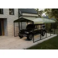 Carport med metallram och färgplåt