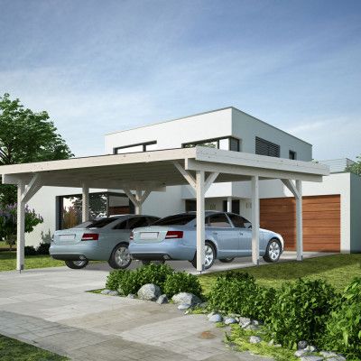 Palmako Carport Karl 20,6 M² Ingen, Grundmålad Vit