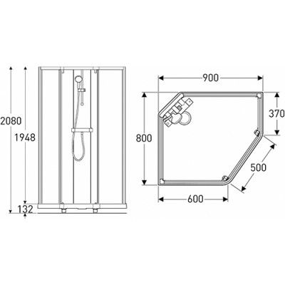 900X800 vit/klarglas IDO Showerama 10-5 Duschkabin 900x800 mm , Klarglas