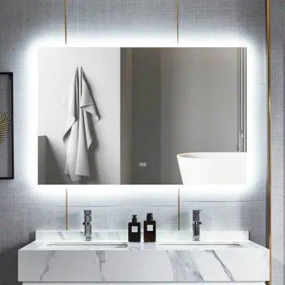 Stor badrumsspegel 160x80cm | LED-belysning& anti-fog