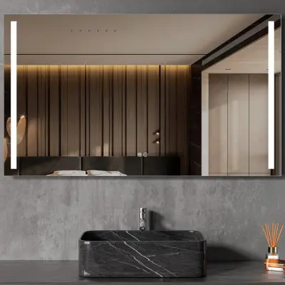 Badrumsspegel 60x70cm | LED-lyse sidor&anti-fog | Rektangulär