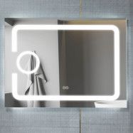 Badrumsspegel 80x60cm | LED-belysning anti-fog& förstoringsglas