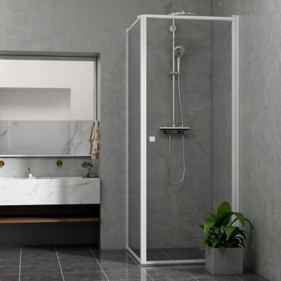 Duschhörn Bathlife Profil Rak Vägg + Rak Dörr Vit