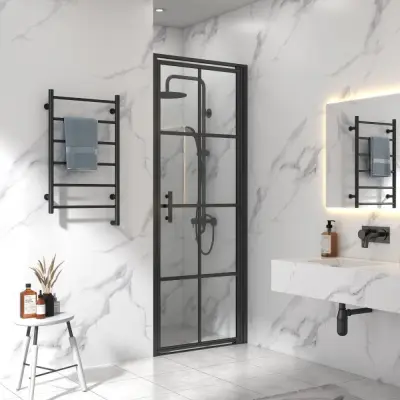 Nanobehandlad duschdörr 70x200cm | 6mm säkerhetsglas | Svart