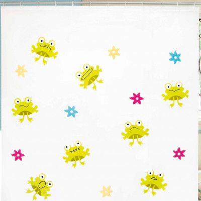 Duschdraperi Demerx Frogs Transparent Grön 180x200 cm