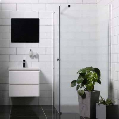 Duschhörn Bathlife Mångsidig Rak Vägg + Rak Dörr Frostat Glas