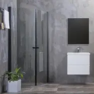 Duschhörn Bathlife Mångsidig Rund Dörr 45° Svart