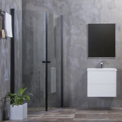 Duschhörn Bathlife Mångsidig Rund Dörr 45° Svart