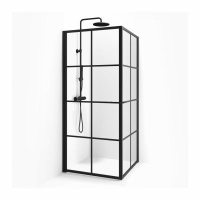 Duschhörn Macro Design Empire Hörna Svart Klarglas Med Spröjs