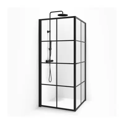 Duschhörn Macro Design Empire Hörna Svart Klarglas Med Spröjs