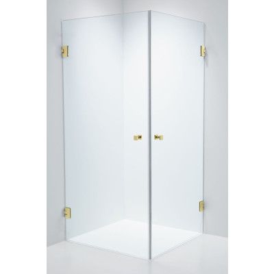 Duschhörna Duschbyggarna Twin Design 800 x 800 Beslag Guld