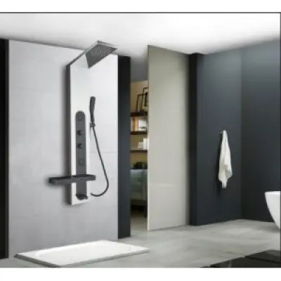 Duschpanel Amanda – svart och spegelblank rostfritt stål