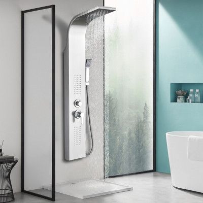 Duschpanel i borstat rostfritt stål | Laura