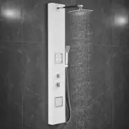 Duschpanel i vitt rostfritt stål | Amber