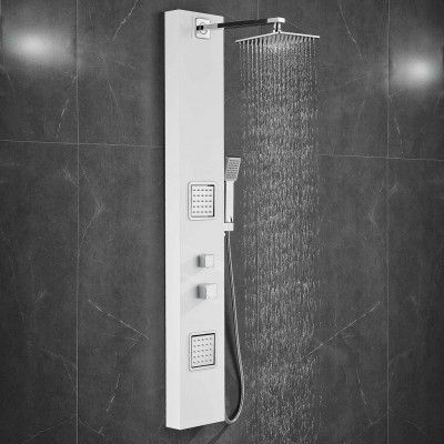 Duschpanel i vitt rostfritt stål | Amber