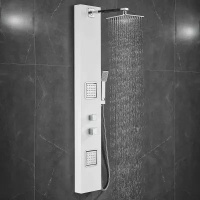 Duschpanel i vitt rostfritt stål | Amber