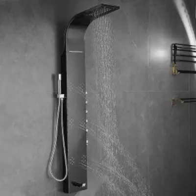 Duschpanel Zoey – svart spegelblankt rostfritt stål