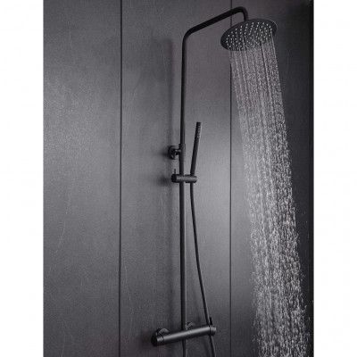 Komplett takduschset med handdusch i rundad design | Svart