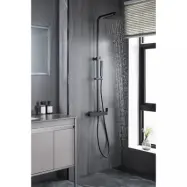 Komplett takduschset med handdusch i kantig design | Svart