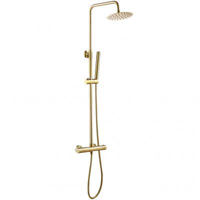 Takduschset med blandare | Rundat - Mässing