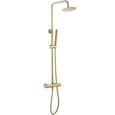 Takduschset med blandare | Rundat - Mässing