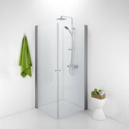 IDO Showerama 10-02 800 x 800 mm, Klarglas, Borstad aluminium