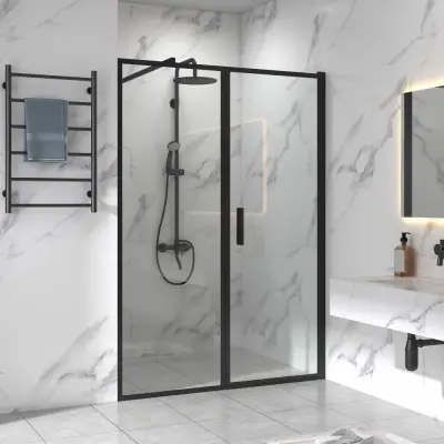 Dubbel duschvägg 140cm | 6mm säkerhetsglas | Isabella - Svart