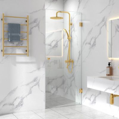 Duschdörr 70x210cm | Säkerhetsglas& mässingsfärgade detaljer | Gianna