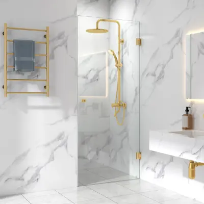 Duschdörr 70x210cm | Säkerhetsglas& mässingsfärgade detaljer | Gianna