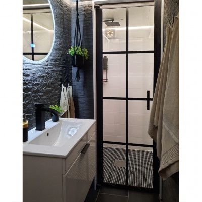 Nanobehandlad duschdörr 70x200cm | 6mm säkerhetsglas | Svart