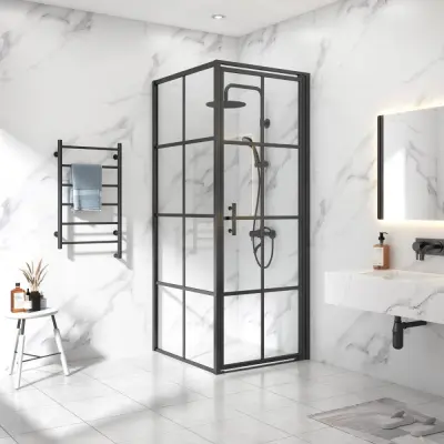 Duschhörna 80x80x200cm | 6mm säkerhetsglas | Svarta profiler