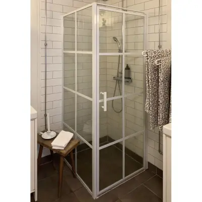 Duschhörna 80x80x200cm | 6mm säkerhetsglas | Vita profiler