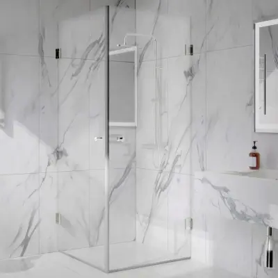 Duschhörna 80x80cm | Säkerhetsglas& högblanka detaljer | Silva - Krom