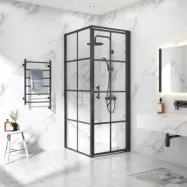 Duschhörna 90x90x200cm | 6mm säkerhetsglas | Svarta profiler