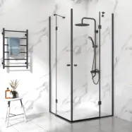 Duschhörna 90x90cm i klarglas | Industridesign | Svart ram