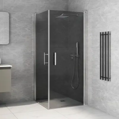 Duschhörna 80x80x200cm | Svart säkerhetsglas | Vanessa