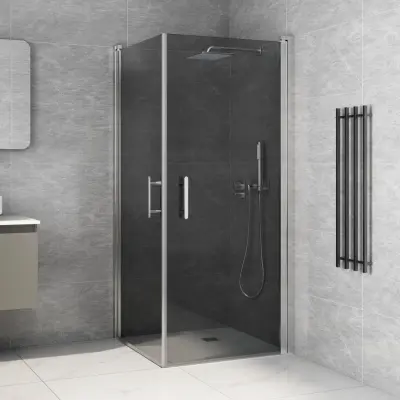 Duschhörna 90x90x200cm | Svart säkerhetsglas | Vanessa