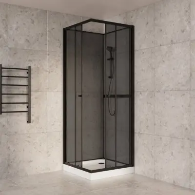Duschkabin med svart ram | Svarttonat glas | Sara